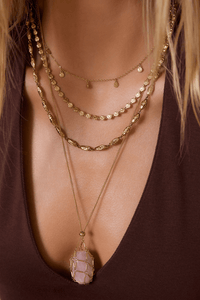 Lotus Necklace - rose quartz