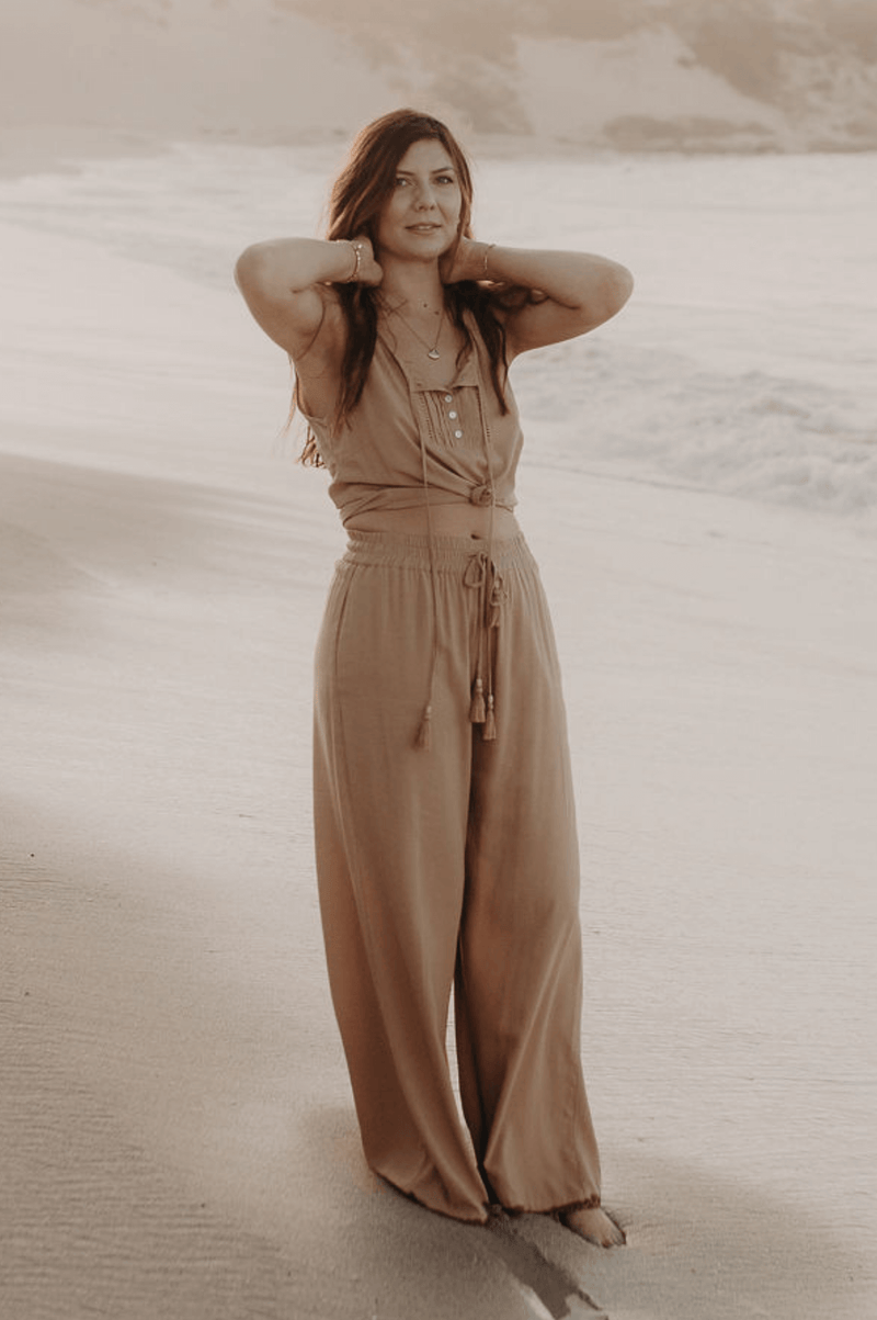 Indira Wide Leg Pants - fawn