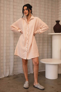 Linen Shift Dress - Blush