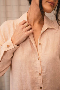 Linen Shift Dress - Blush