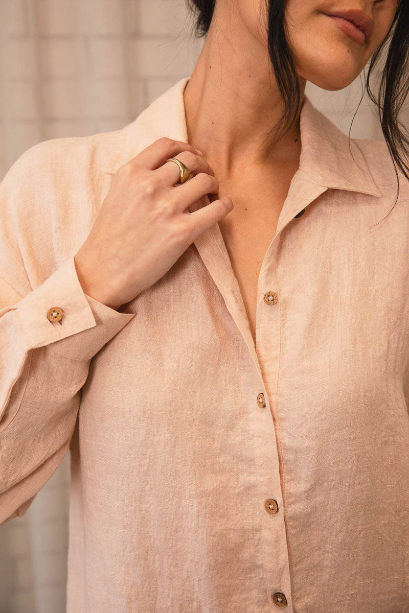 Linen Shift Dress - Blush