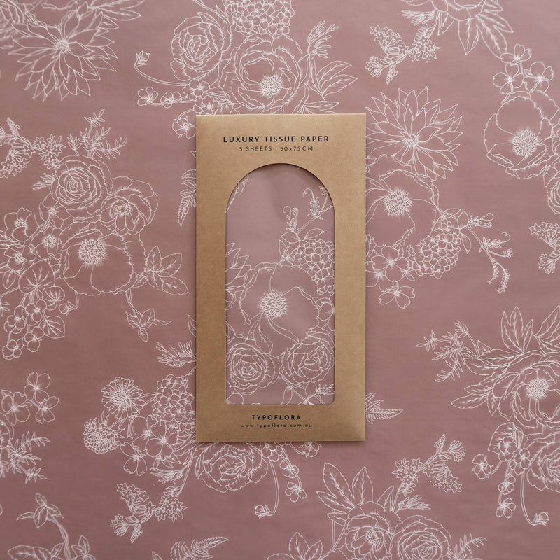 Tissue Paper - Peony in Dusty Mauve