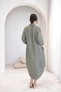 Linen Shirt Dress - Pistachio