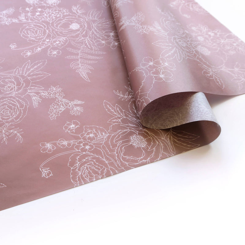 Tissue Paper - Peony in Dusty Mauve