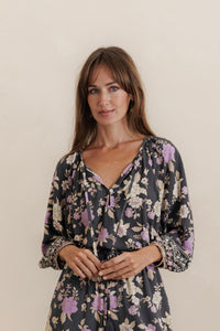 Aria Blouse - charcoal