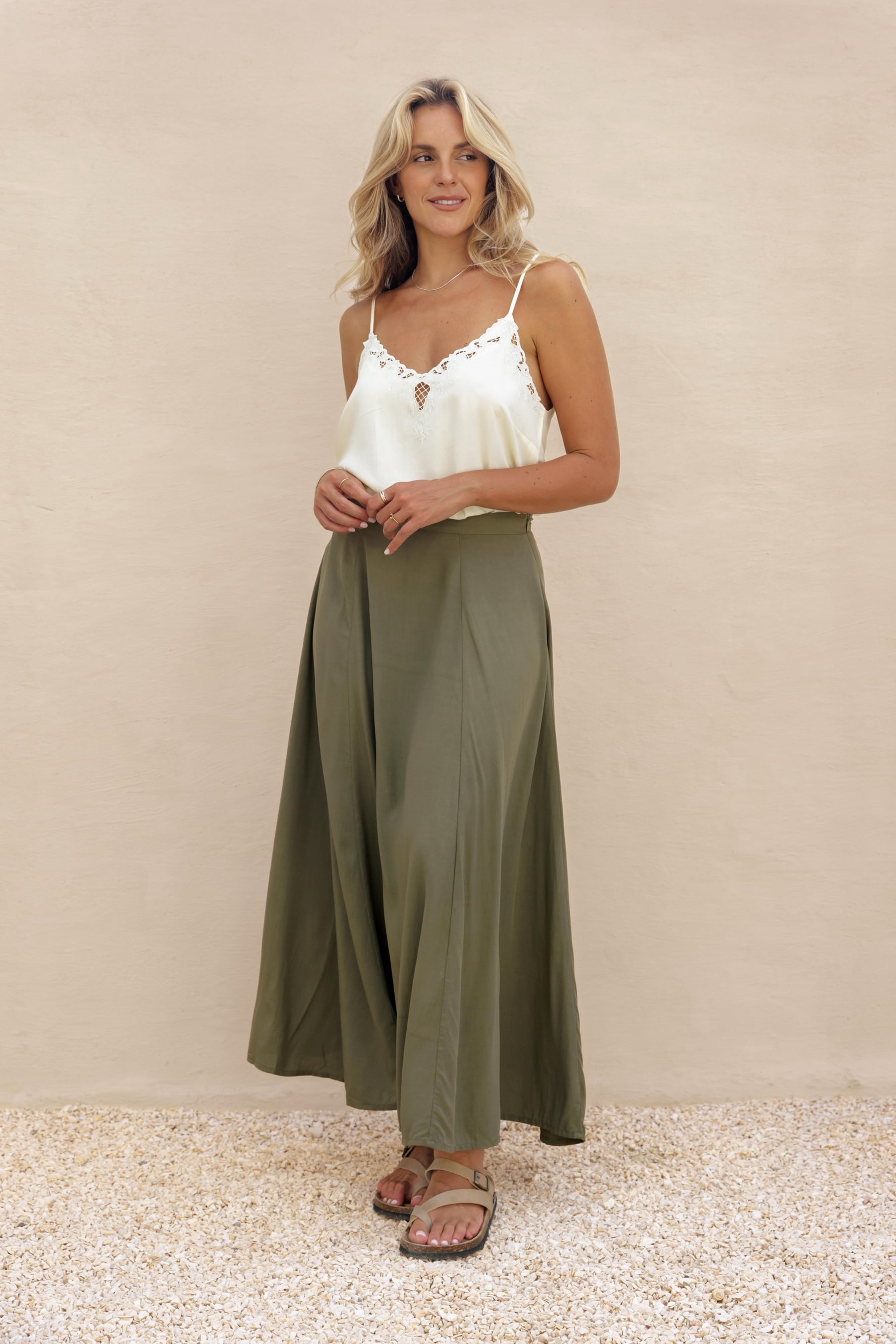 Aria Maxi Skirt - khaki