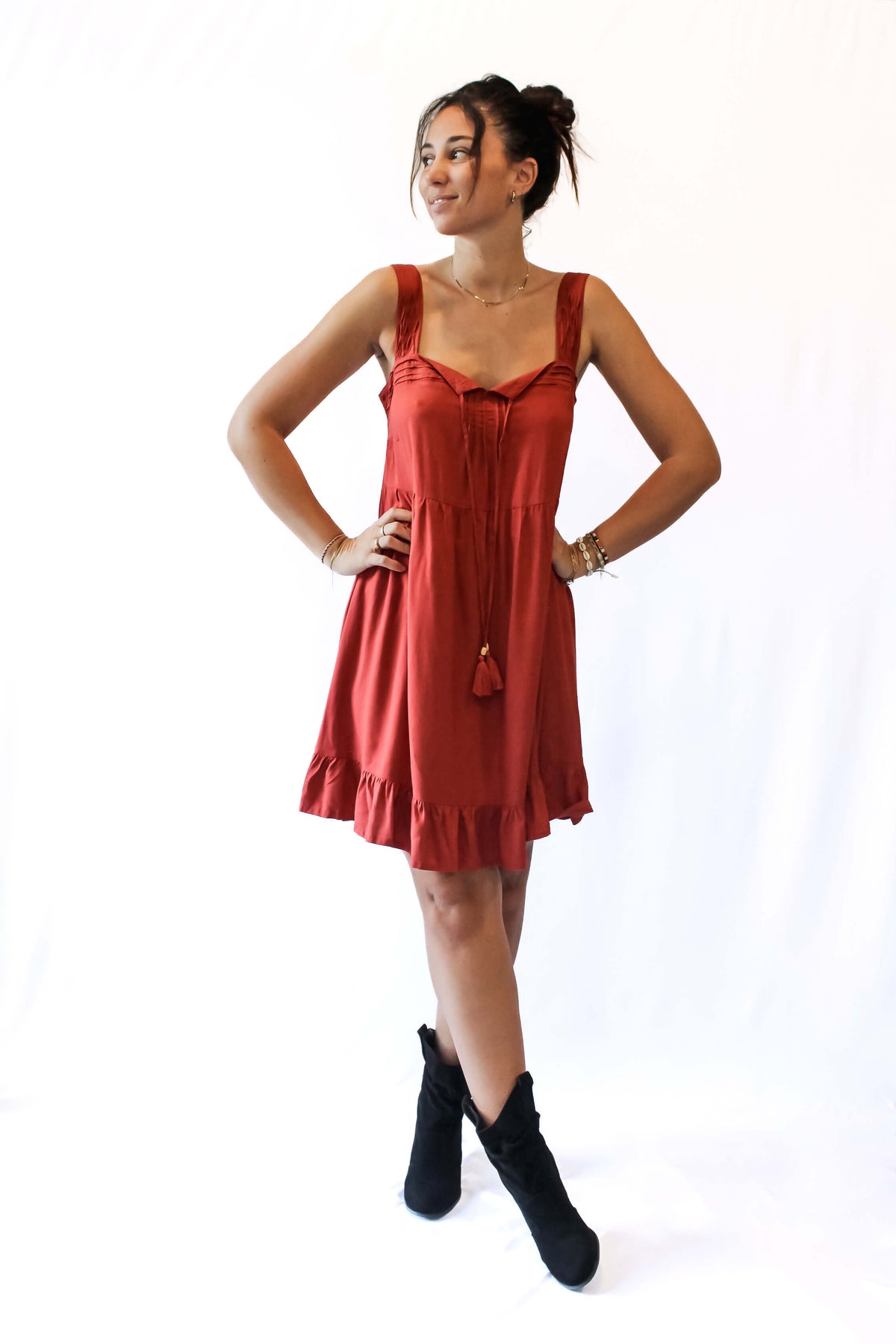 Calista Mini Dress - Burnt Ochre