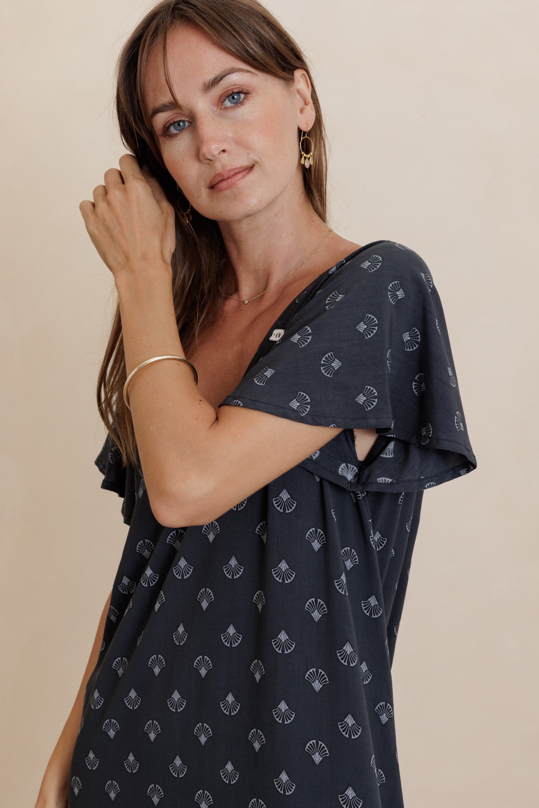 Maxi Wingdress Sleeved - Noir