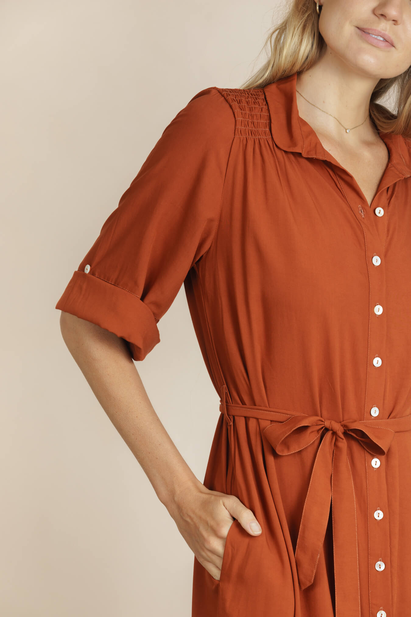 Esther Shirt Dress - Clay
