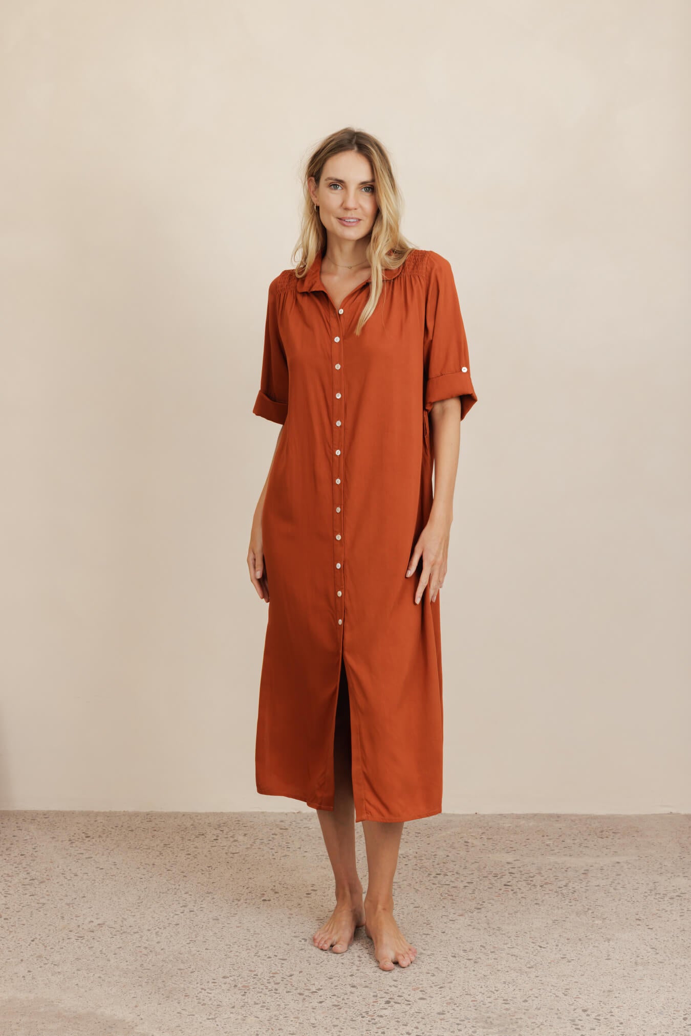 Esther Shirt Dress - Clay
