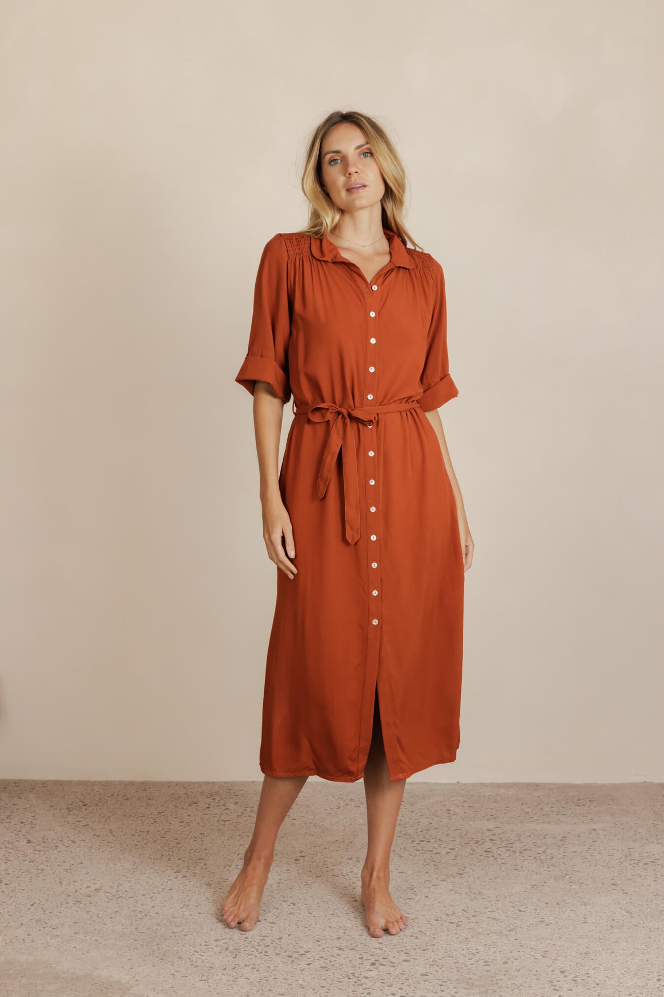 Esther Shirt Dress - Clay