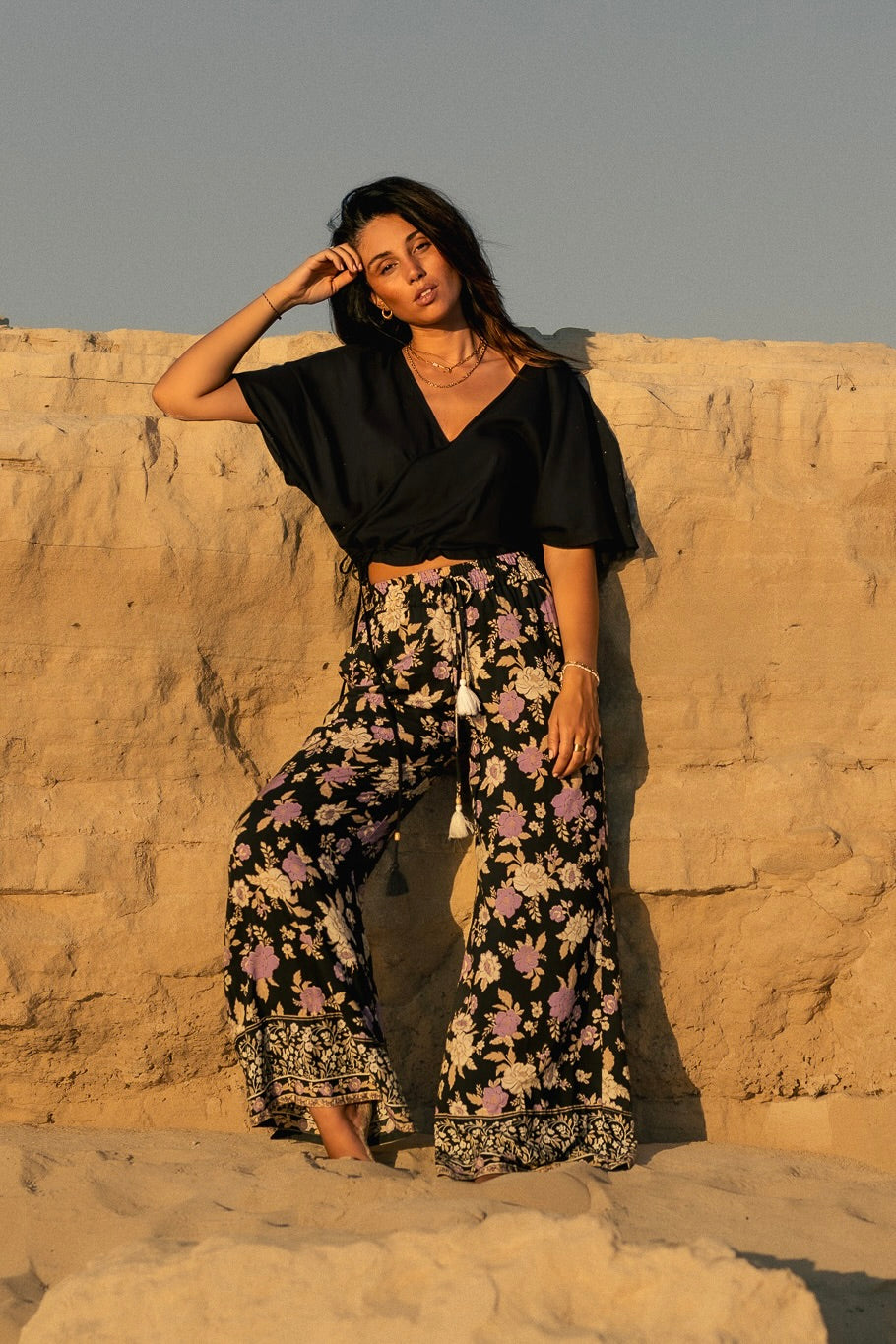 Indira Wide Leg Pants - charcoal