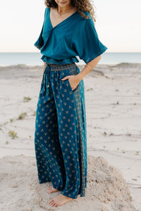 Indira Wide Leg Pants - Baltic Shell