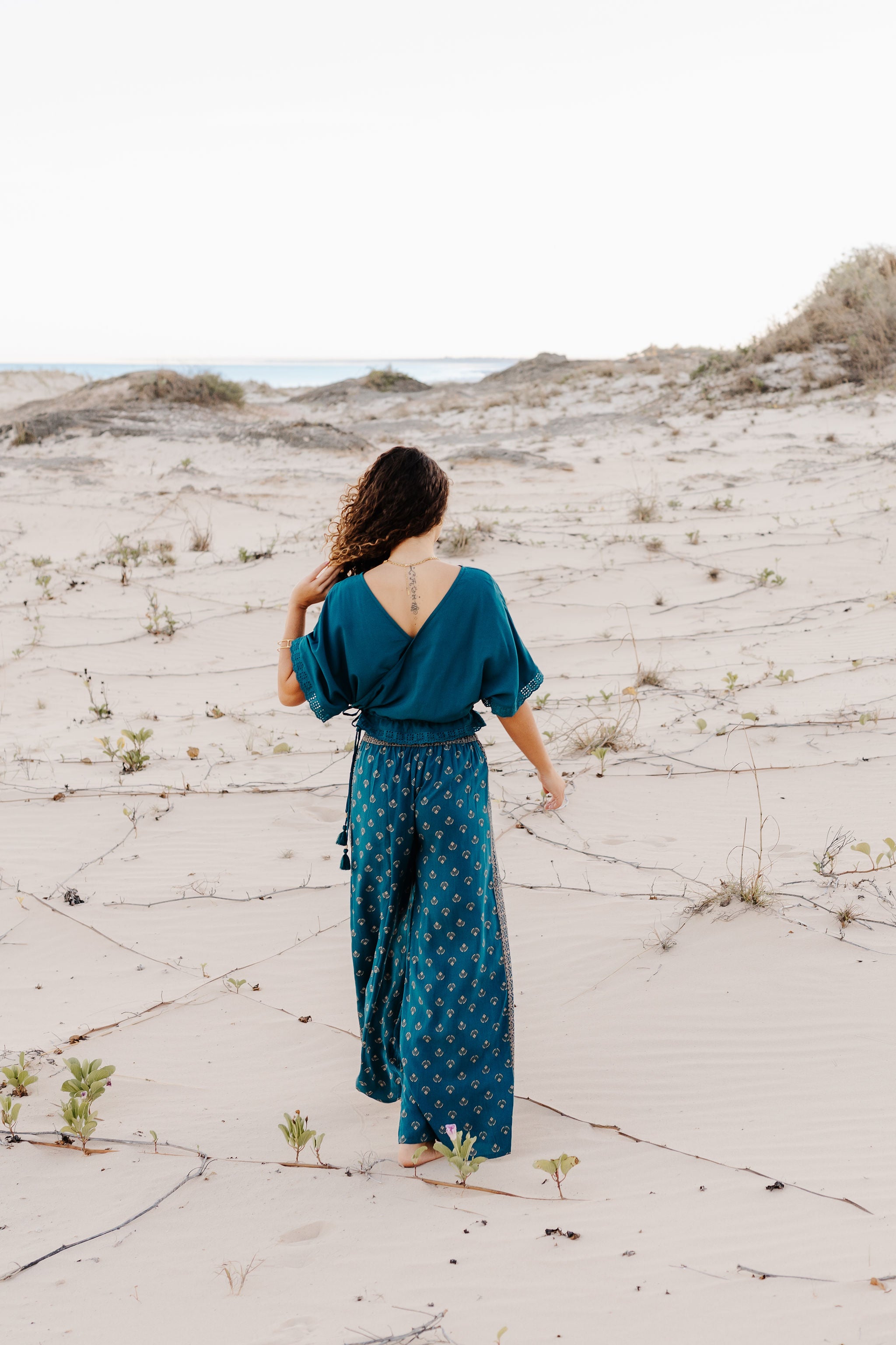 Indira Wide Leg Pants - Baltic Shell