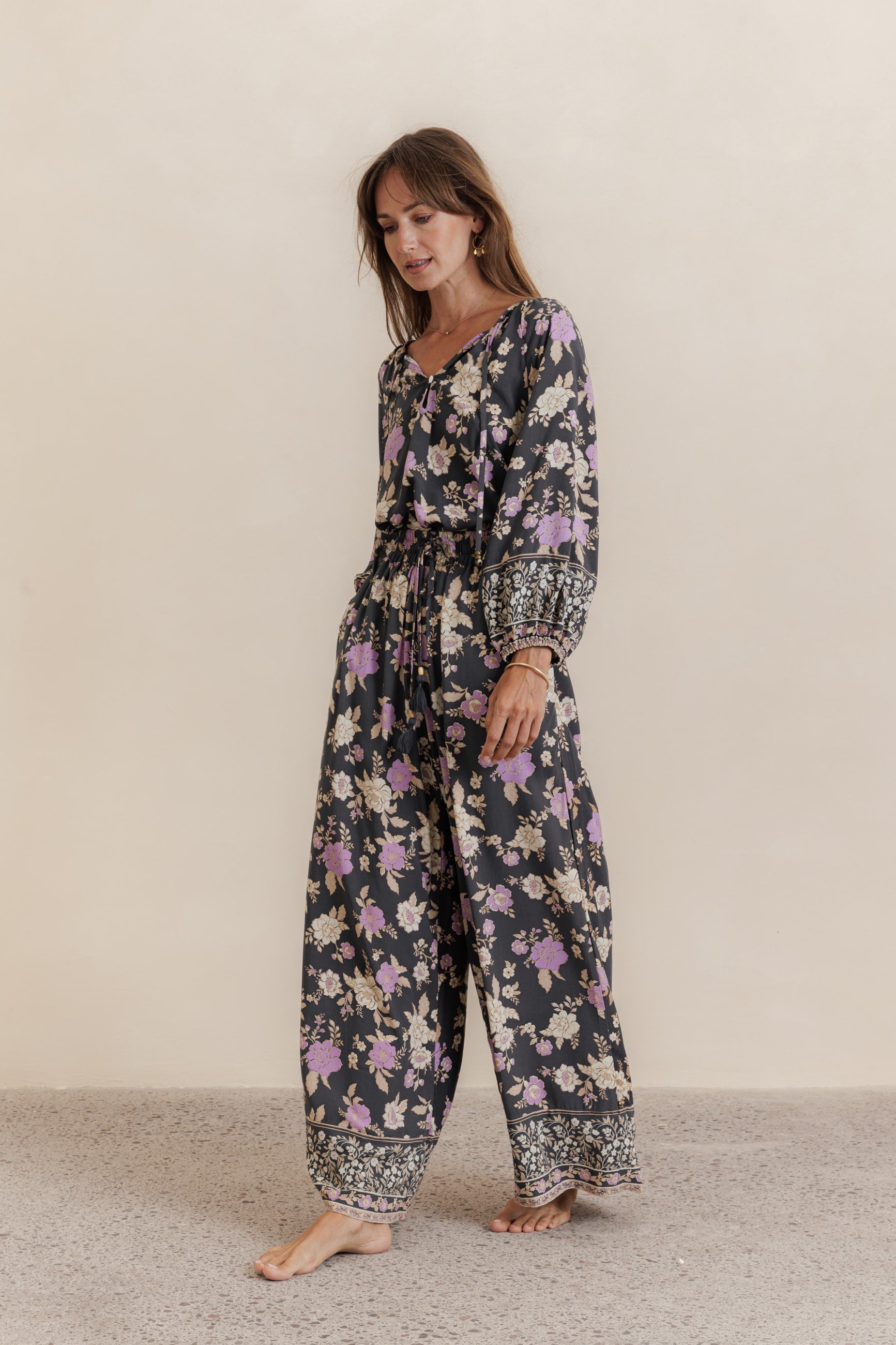 Indira Wide Leg Pants - charcoal