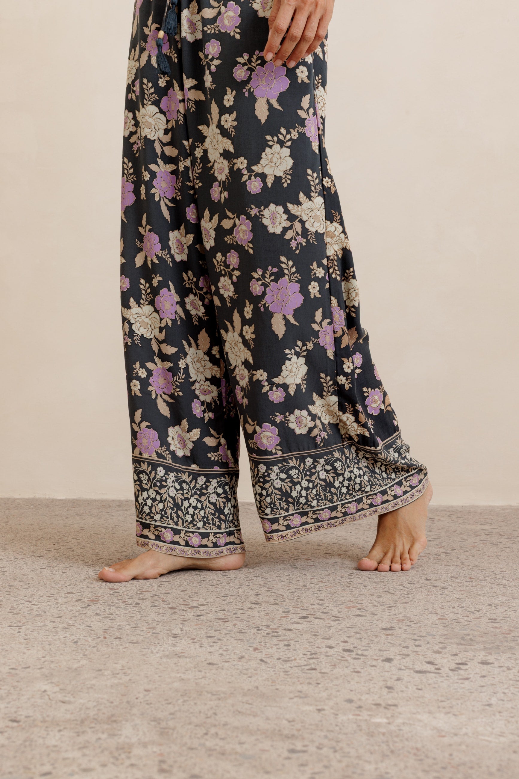 Indira Wide Leg Pants - charcoal