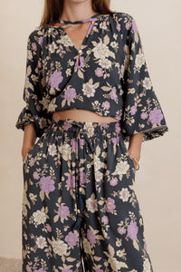 Indira Wide Leg Pants - charcoal