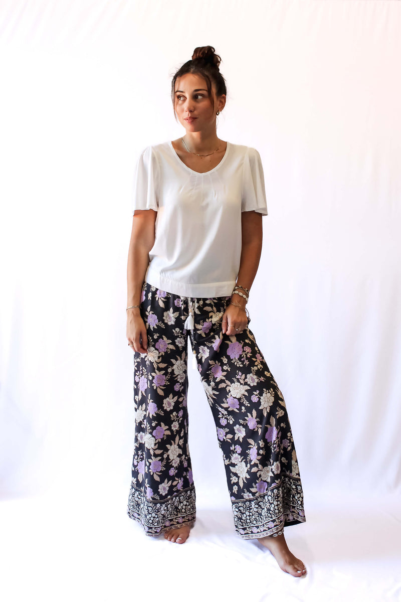 Indira Wide Leg Pants - charcoal