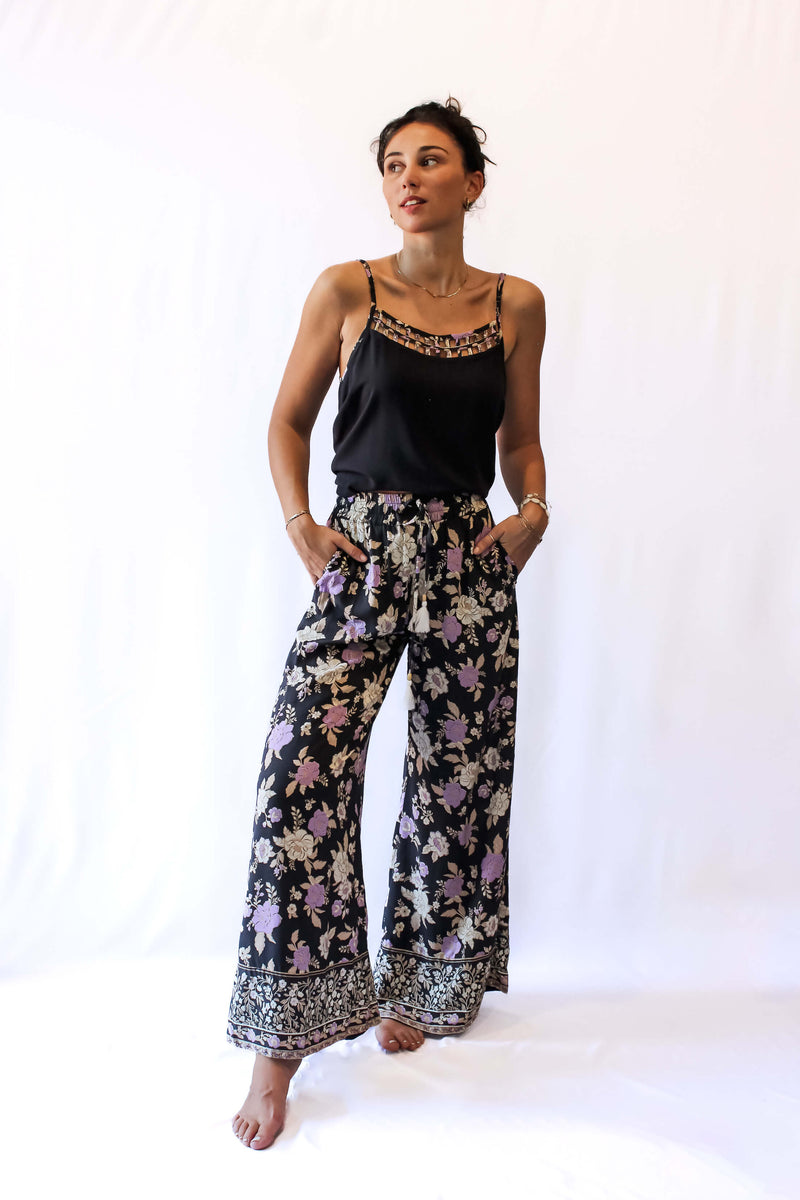 Indira Wide Leg Pants - charcoal