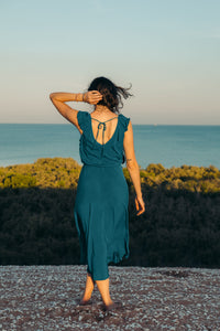 Iris Frill Midi Dress - Baltic