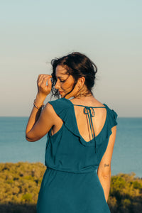 Iris Frill Midi Dress - Baltic