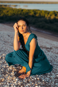 Iris Frill Midi Dress - Baltic