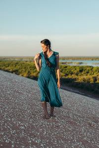 Iris Frill Midi Dress - Baltic