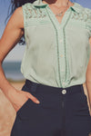 Iris Sleeveless Shirt - Seafoam