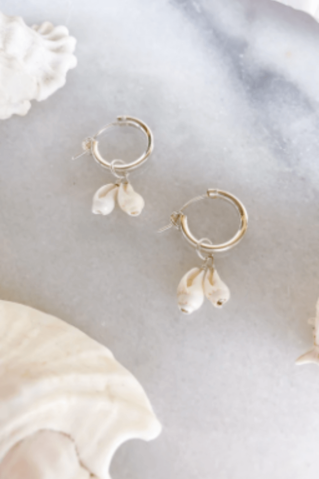 Two Shell Click Hoops - Sterling Silver