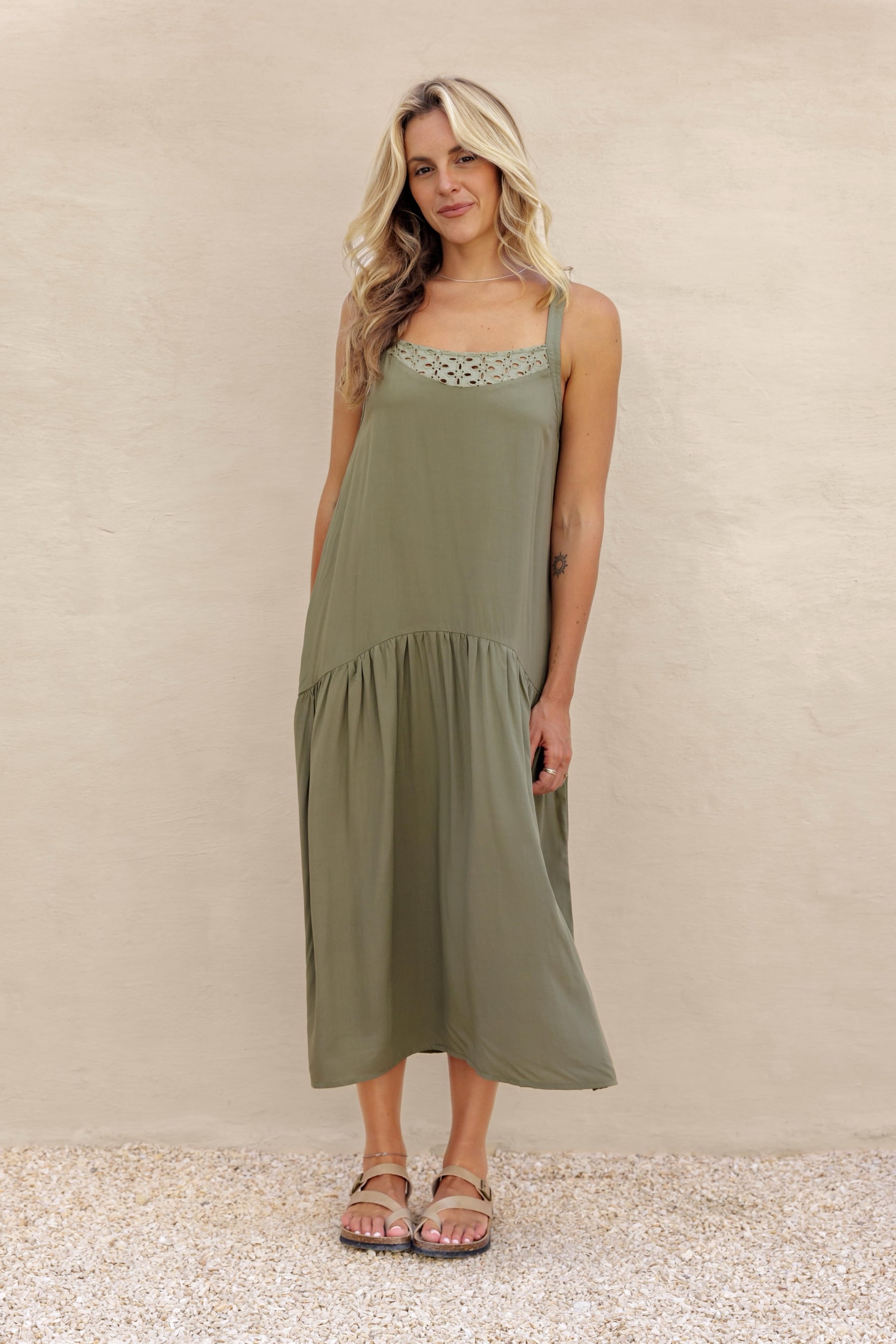 Maeve Midi Dress - khaki