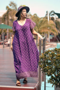 Maxi Wingdress Sleeved - eggplant