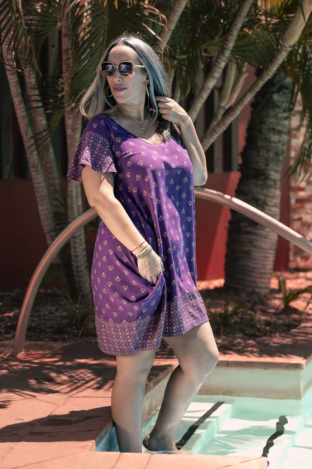 Mini Wingdress Sleeved - eggplant