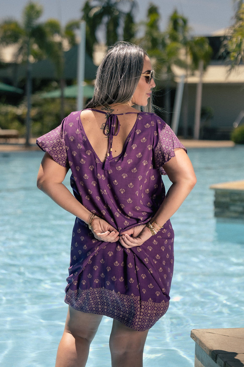 Mini Wingdress Sleeved - eggplant