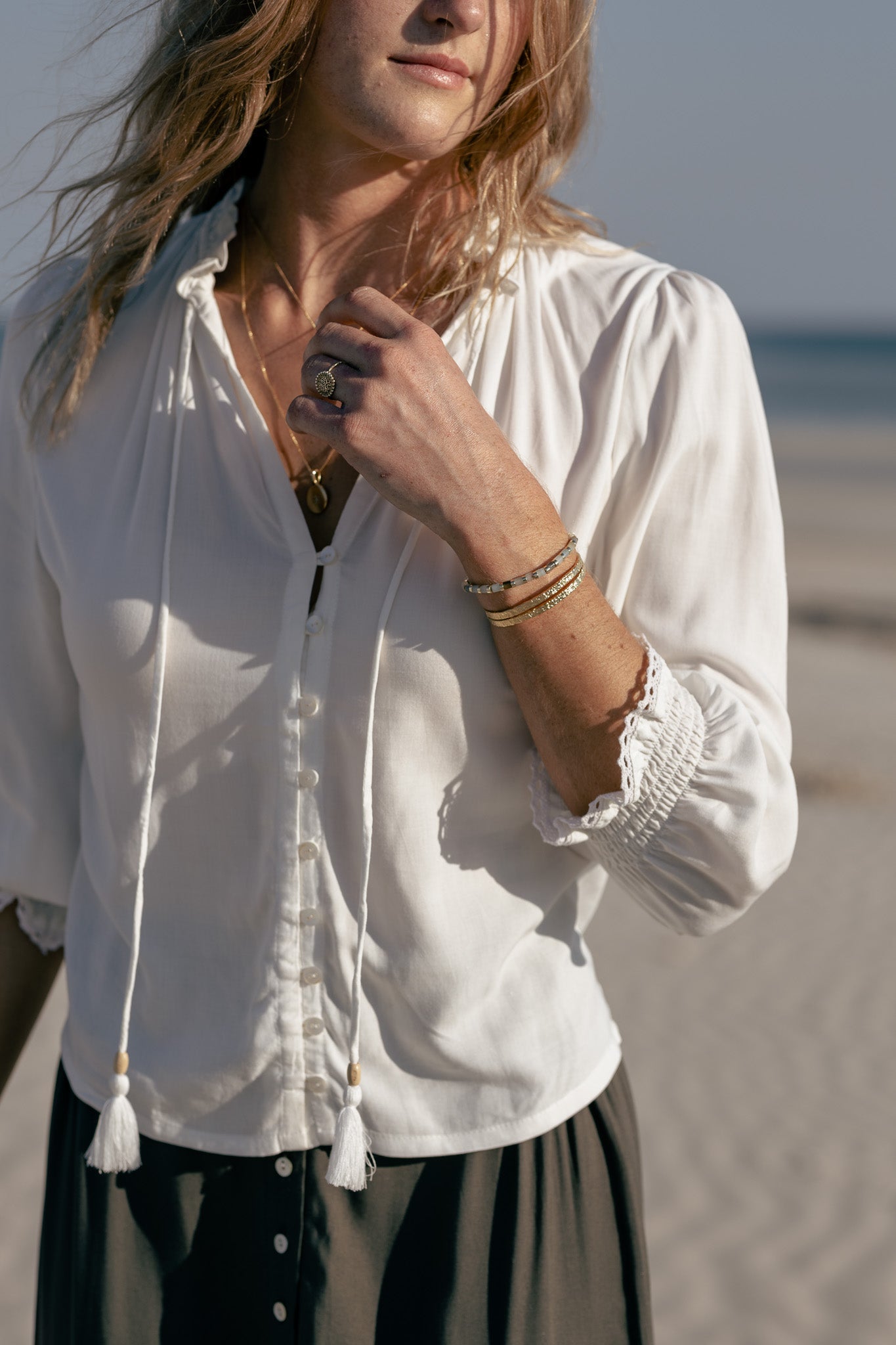 Ivory store peasant blouse