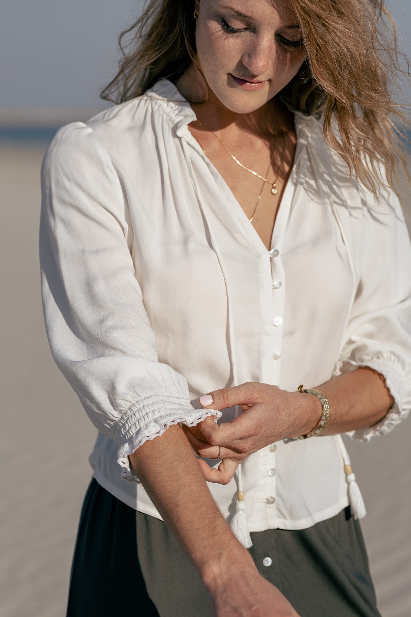 Ivory sales peasant blouse