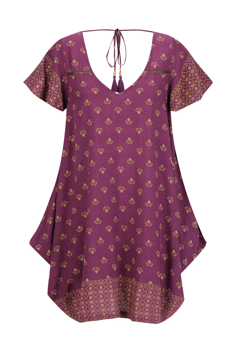 Mini Wingdress Sleeved - eggplant