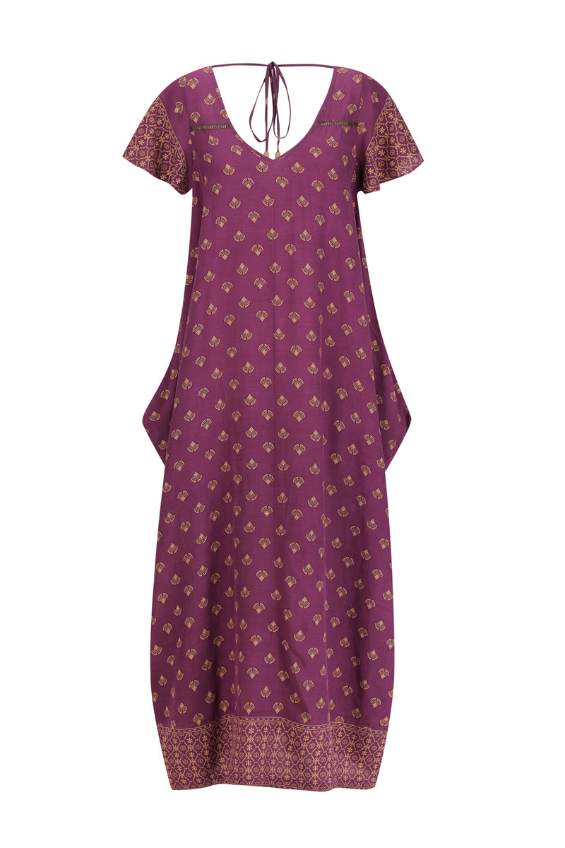 Maxi Wingdress Sleeved - eggplant