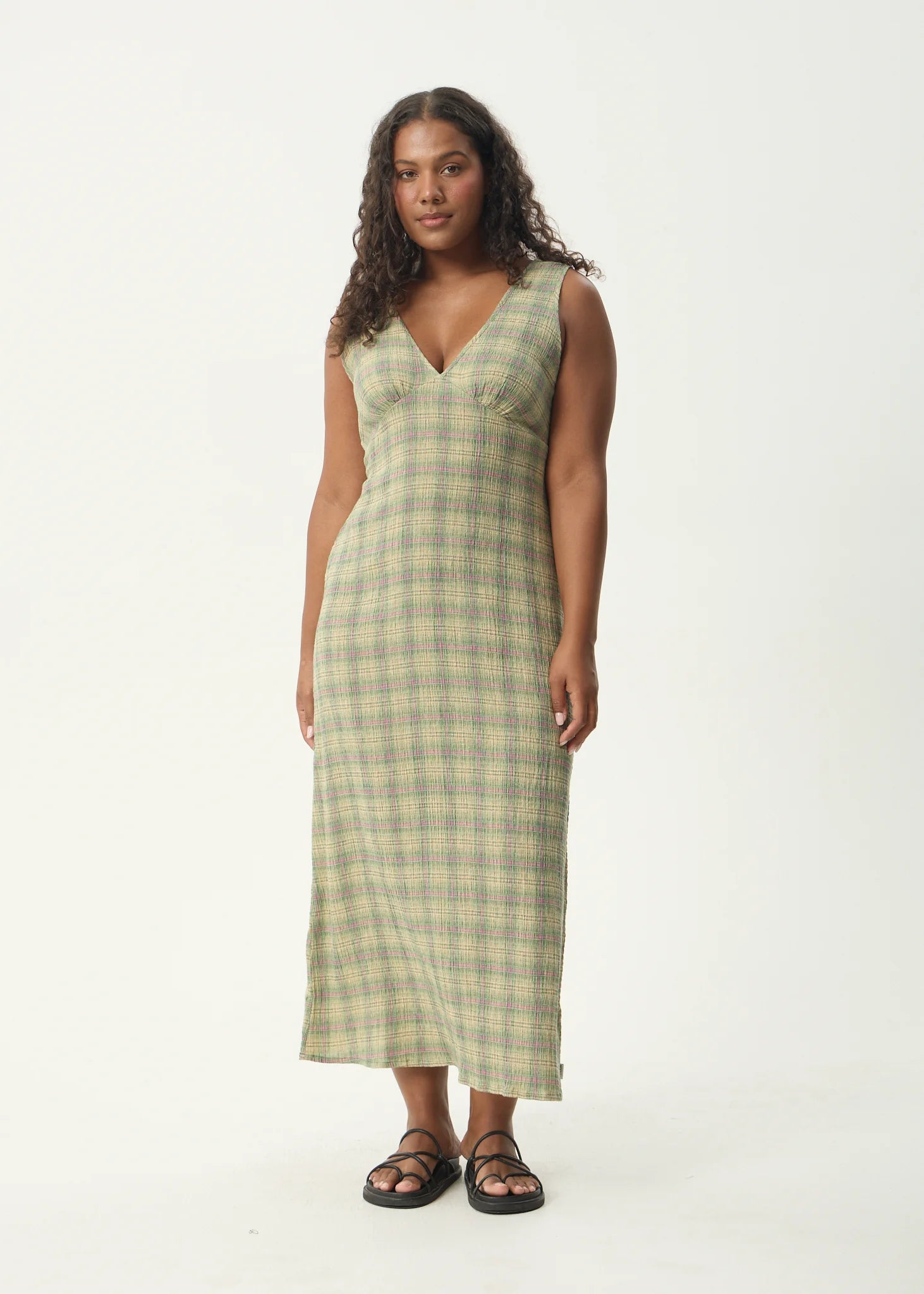 Base Maxi Dress - green check