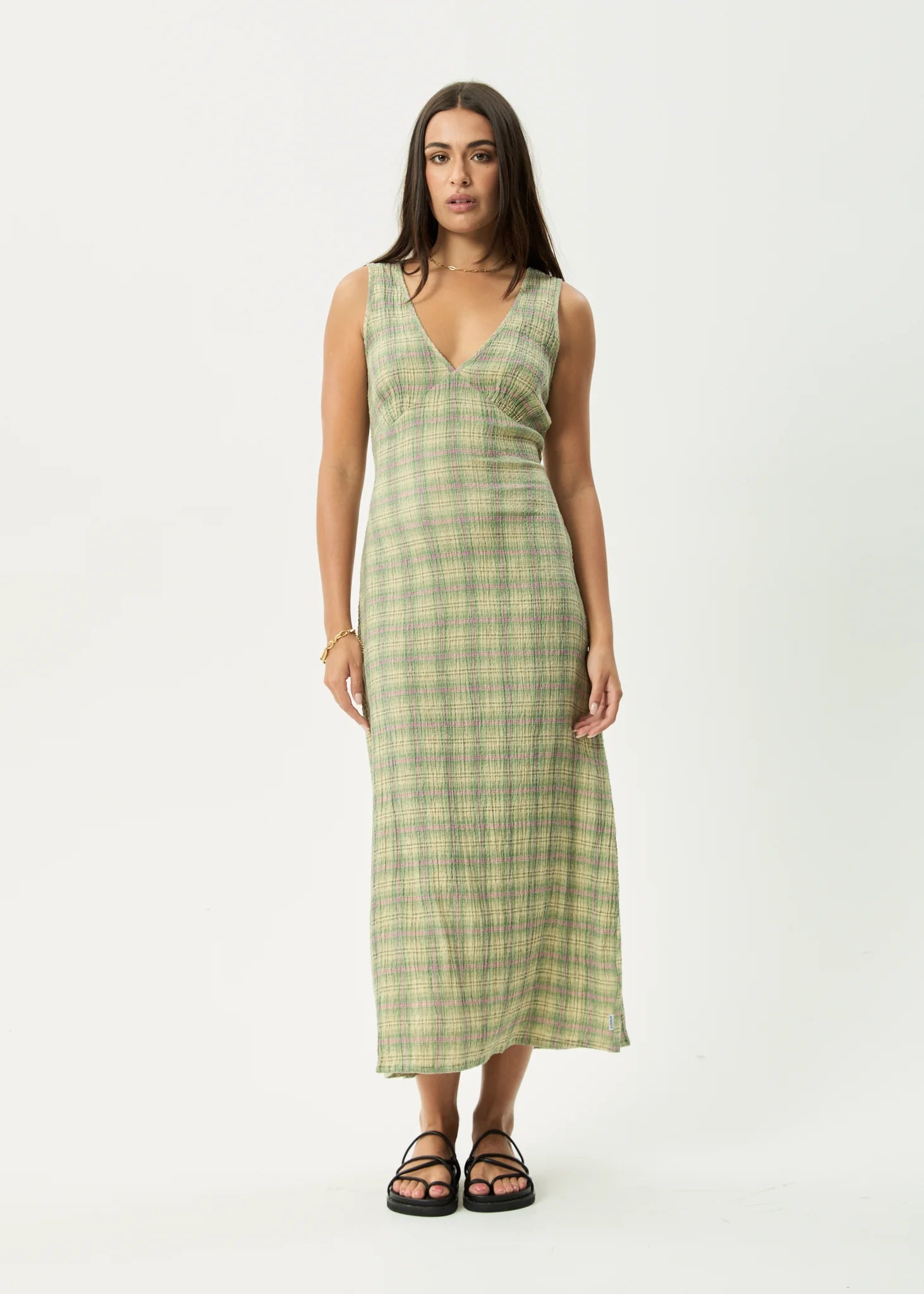 Base Maxi Dress - green check