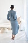 Linen Shirt Dress - Blue