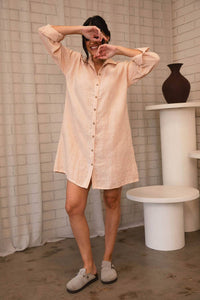 Linen Shift Dress - Blush