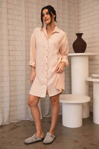 Linen Shift Dress - Blush