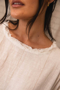 Malle Linen Dress - Off White w' Nutmeg