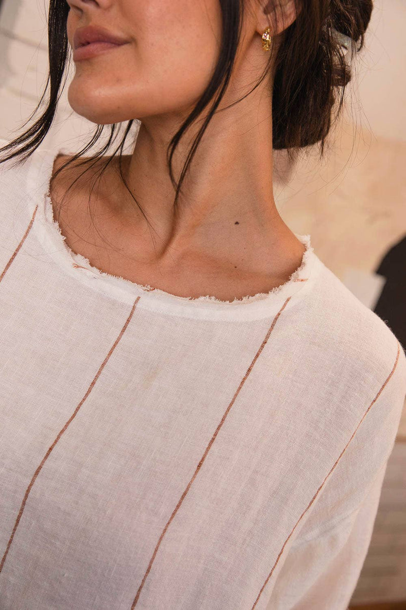 Malle Linen Dress - Off White w' Natural