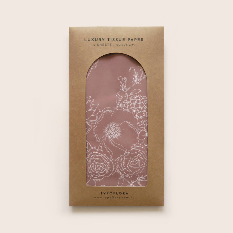 Tissue Paper - Peony in Dusty Mauve