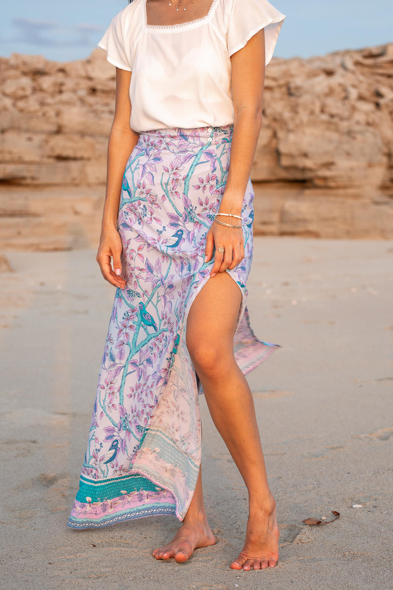 Scarlett Maxi Split Skirt - turquoise shade