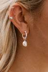 Pearl Click Hoop Earrings - sterling silver