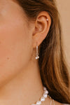 Two Pearl Hoop Earrings - sterling silver